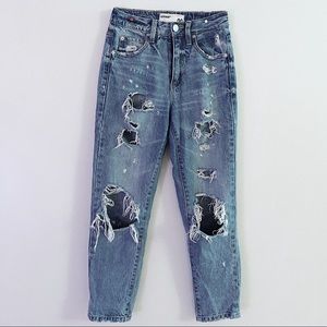 Garage Ripped High-Rise Denim